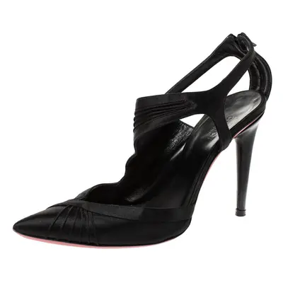 Gucci Black Pleated Satin Pointed Toe Sandals Size