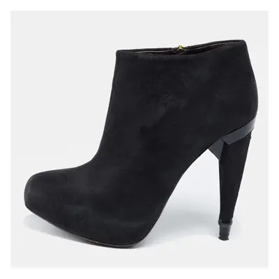 Roberto Cavalli Black Laminated Suede Ankle Boots Size