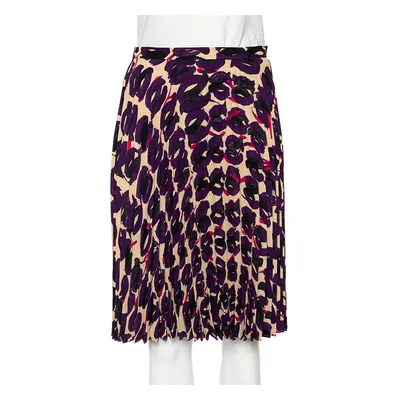 Max Mara Studio Multicolored Printed Georgette Pleated Skirt