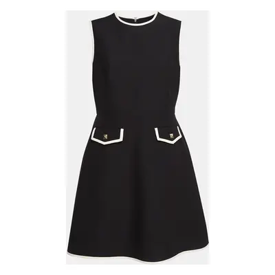 Valentino Black Wool Blend Stud Button Detail Short Dress