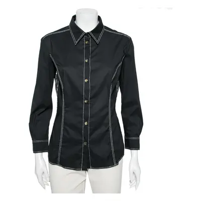 Versace Jeans Couture Black Cotton Sequin Embellished Shirt