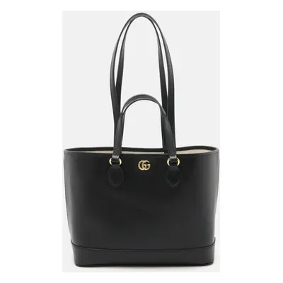 Gucci Black Leather Double G Small Tote Bag