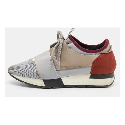 Balenciaga Tri Color Leather, Suede nd Mesh Race Runner Low Top Sneakers Size