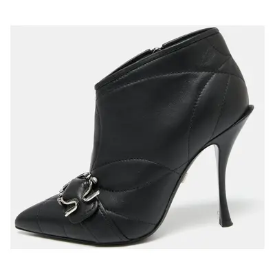 Dolce & Gabbana Black Leather Ankle Devotion Ankle Boots Size