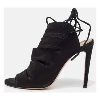 Aquazzura Black Suede Sloane Sandals Size