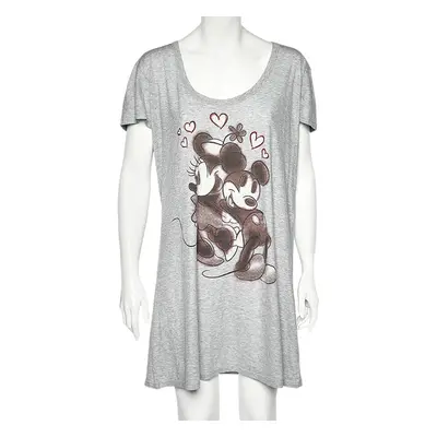 Dolce & Gabbana Grey Mickey Printed Cotton Knit Shift Dress