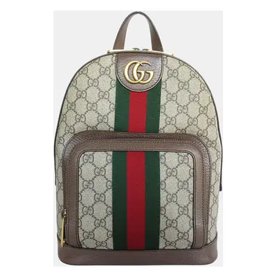 Gucci Brown Gold Supreme Canvas GG Marmont Backpack