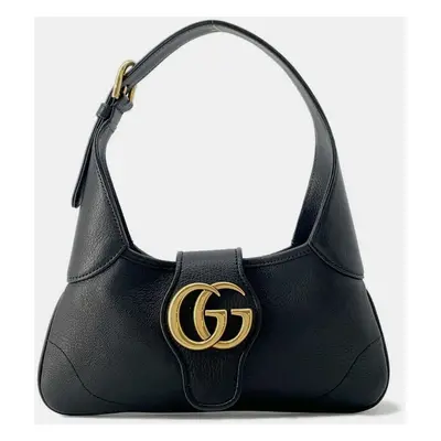 Gucci Black Leather GG Marmont Aphrodite Shoulder Bag