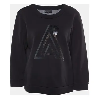 Emporio Armani Black Jersey A Embellished Sweatshirt