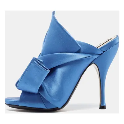 N21 Blue Satin Ronny Mule Sandals Size