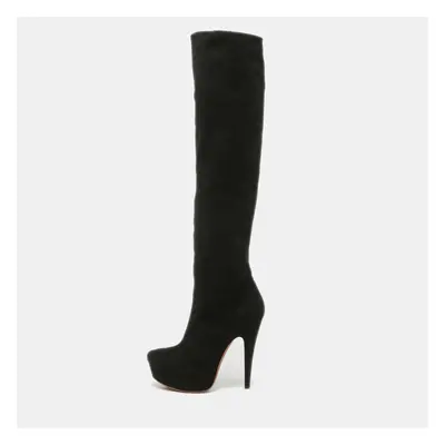 Alaia Black Suede Knee Length Boots Size