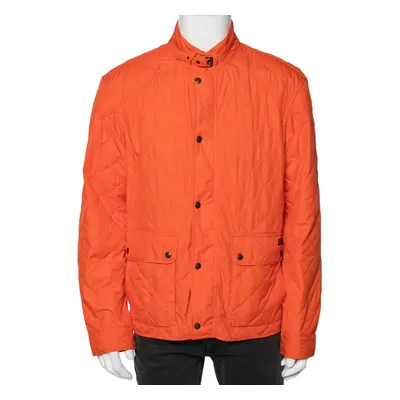 Polo Ralph Lauren Orange Synthetic Quilted Cadwell Bomber Jacket