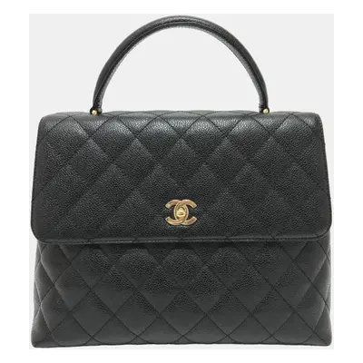 Chanel Black Leather Kelly Top Handle Bags