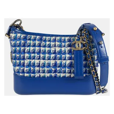 Chanel Blue Tweed and Leather Gabrielle Shoulder Bag