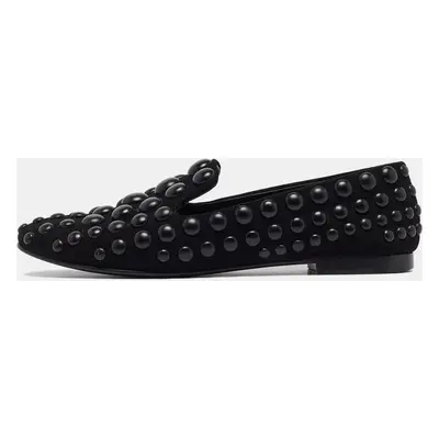 Giuseppe Zanotti Black Suede Studded Smoking Slippers Size