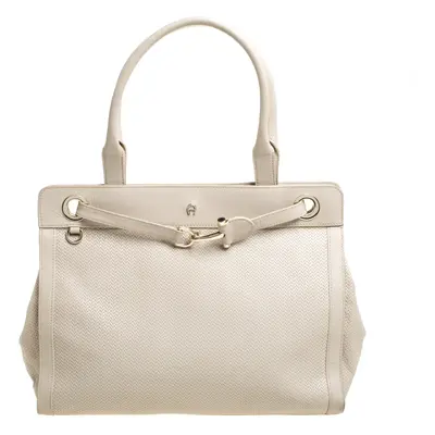 Aigner Cream Leather Cavallina Tote