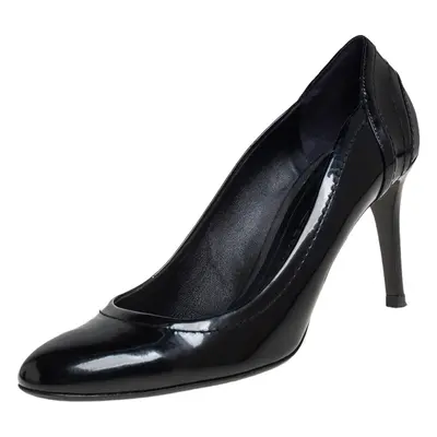 Burberry Black Patent Leather and Coated Canvas Pumps Size