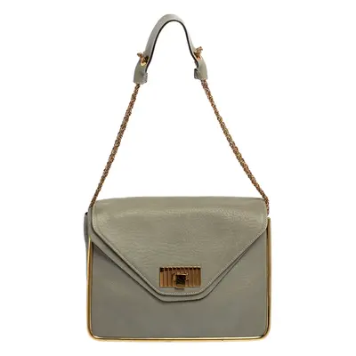 Chloe Grey Leather Medium Sally Flap Shoulder Bag