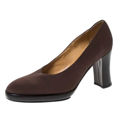 Casadei Brown Fabric Platform Pumps Size