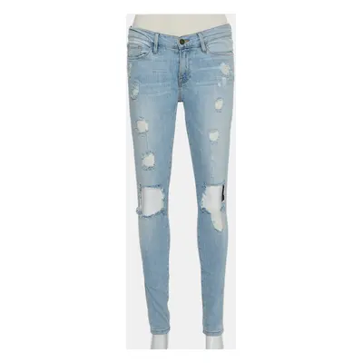 Frame Blue Faded Denim Skinny Destroyed Nowita Jeans