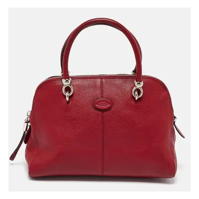 Tod's Red Leather Sella Bowler Bag