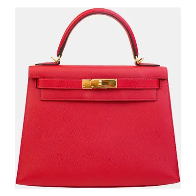 Hermes Rouge Casaque Epsom Kelly Handbag