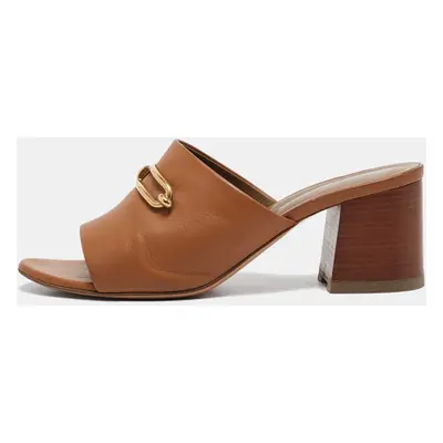 Hermes Brown Leather Camilla Slide Sandals Size