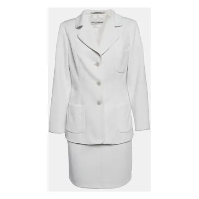 Dolce & Gabbana Vintage White Knit Single Breasted Skirt Suit