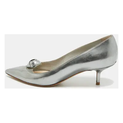 Dior Grey Leather Rose Applique Pumps Size