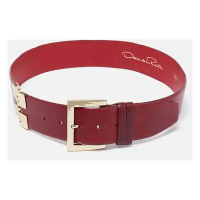 Oscar de la Renta Red Leather Waist Belt