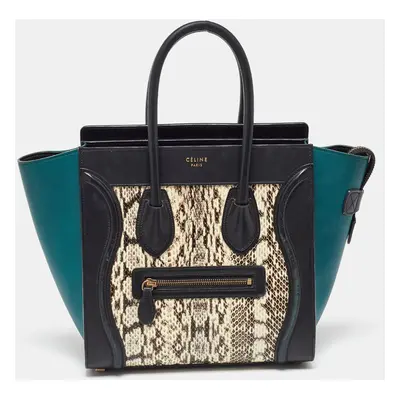 Celine Multicolor Leather and Snakeskin Micro Luggage Tote