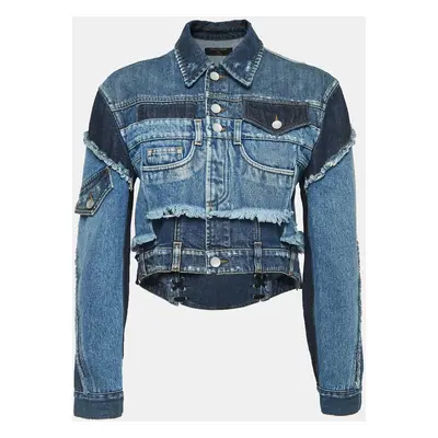 Dolce & Gabbana Blue Patched Denim Cropped Jacket