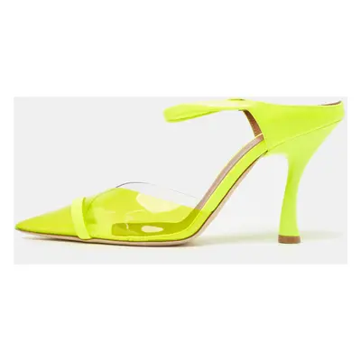 Malone Souliers Neon Yellow PVC and Patent Leather Iona Mules Size 38.5