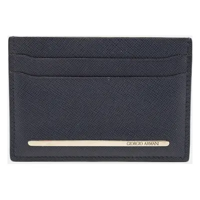 Giorgio Armani Navy Blue Leather Card Holder