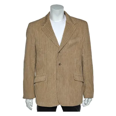 D&G Cream Striped Corduroy Button Front Blazer