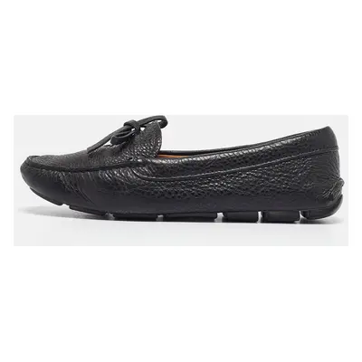 Prada Black Leather Slip On Loafers Size