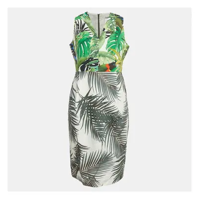 Max Mara Green Tropical Print Cotton Midi Dress