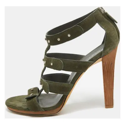 Gucci Green Suede Gladiator Ankle Sandals Size 40.5