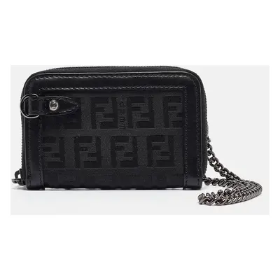 Fendi Black Zuchino Canvas and Leather Coin Purse