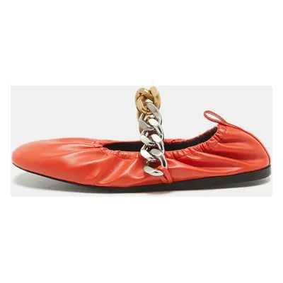 Stella McCartney Orange Faux Leather Falabella Soft Ballet Flats Size