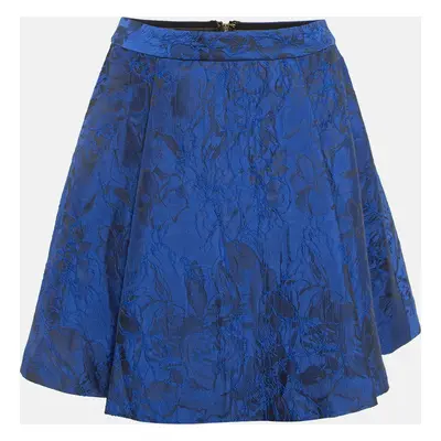 Alice + Olivia Blue Floral Jacquard Pleated Mini Skirt