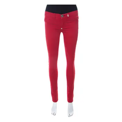 Philipp Plein Devil's Food Red Stretch Cotton Jegging