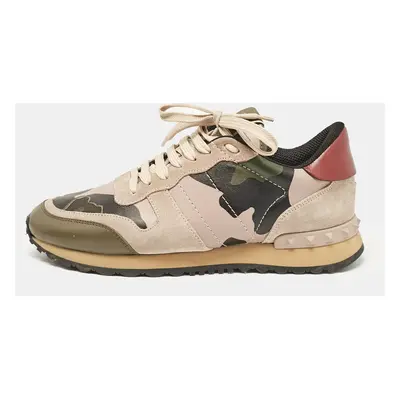 Valentino Multicolor Leather and Suede Rockrunner Low Top Sneakers Size 38.5