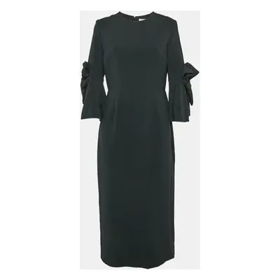 Roksanda Ilincic Black Crepe Flared Bow Detail Sleeve Midi Dress