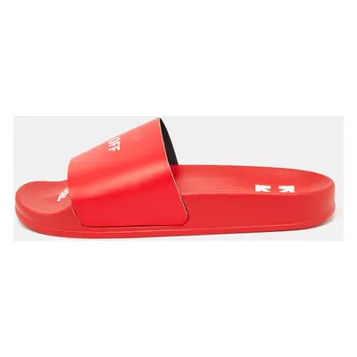 Off-White Red Leather Pool Slides Size