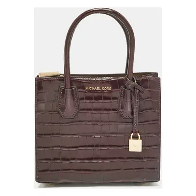 Michael Kors Purple Croc Embossed Leather Mini Mercer Tote