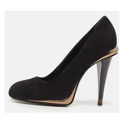 Fendi Black Suede Round Toe Pumps Size