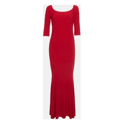 Norma Kamali Red Jersey Off-Shoulder Fishtail Gown