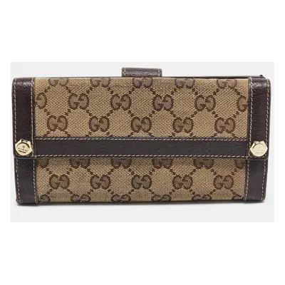 Gucci Beige/Brown GG Canvas and Leather Charmy Continental Wallet