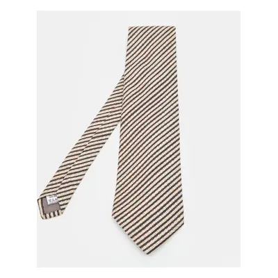 Valentino Cream & Brown Striped Silk Traditional Tie